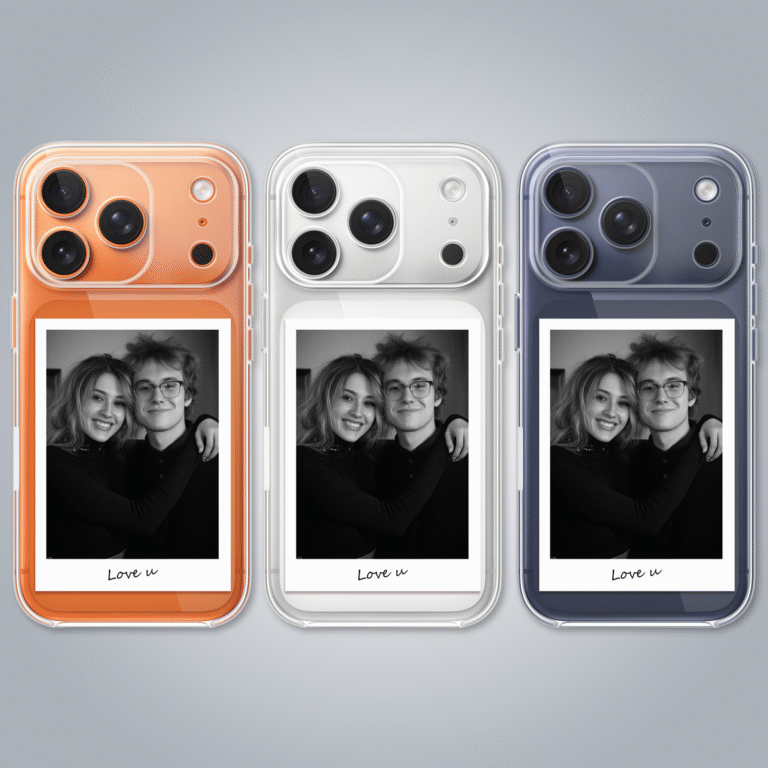 Etui do iPhone 17 Pro i Pro max, Polaroid z własnym zdjęciem, upominek na prezent, przeźroczyste (Kopia) (3)