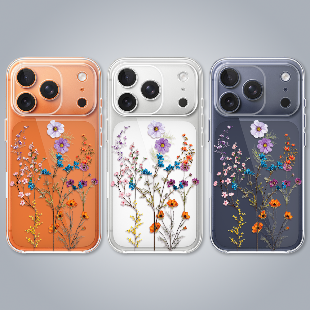 Etui do iPhone 17 Pro, kwiaty różnokolorowe, przeźroczyste (5)