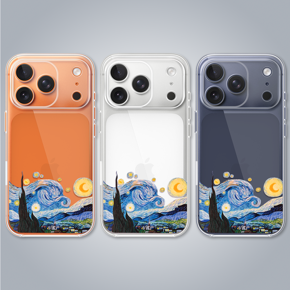 Etui do iPhone 17 Pro, obraz Van Gogh, przeźroczyste (1)