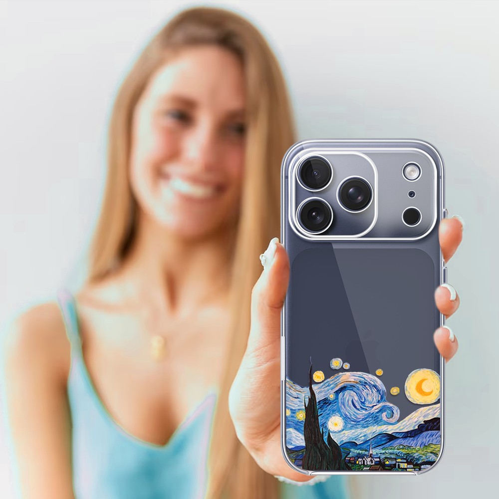 Etui do iPhone 17 Pro, obraz Van Gogh, przeźroczyste (3)