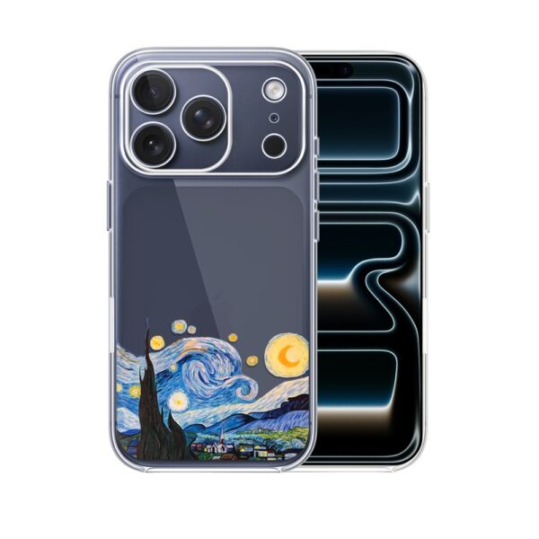 Etui do iPhone 17 Pro, obraz Van Gogh, przeźroczyste