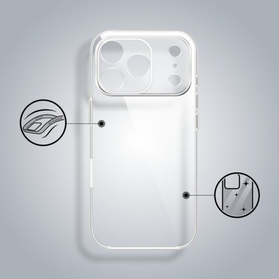 Etui do iPhone 17 Pro silikonowe, transparentne z osłoną aparatu (1)