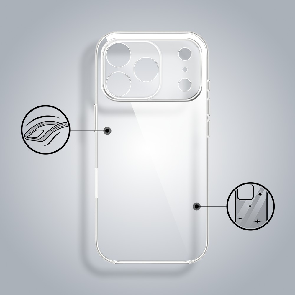 Etui do iPhone 17 Pro silikonowe, transparentne z osłoną aparatu (1)