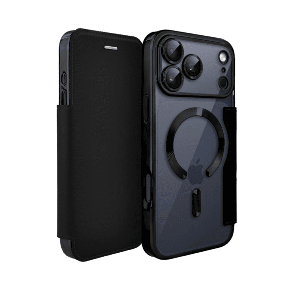 Etui do iPhone 17 Pro Max typu książka Book Magsafe Lens Protect, z klapką, czarne