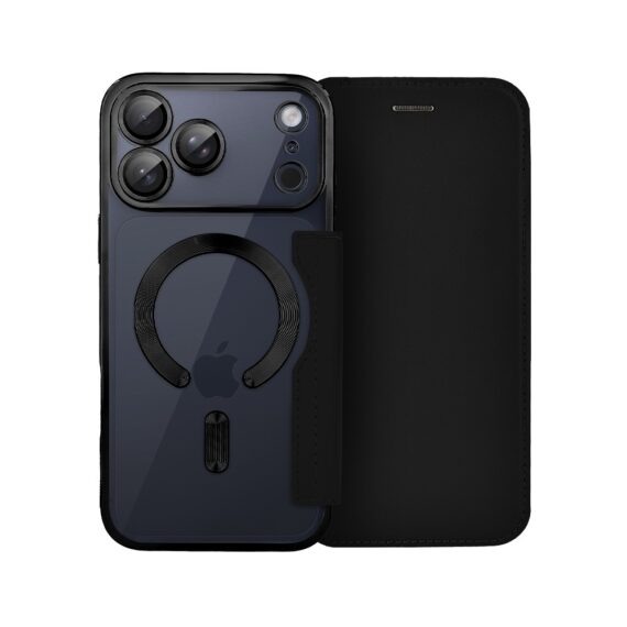 Etui do iPhone 17 Pro typu książka Book Magsafe Lens Protect, z klapką, czarne (8)