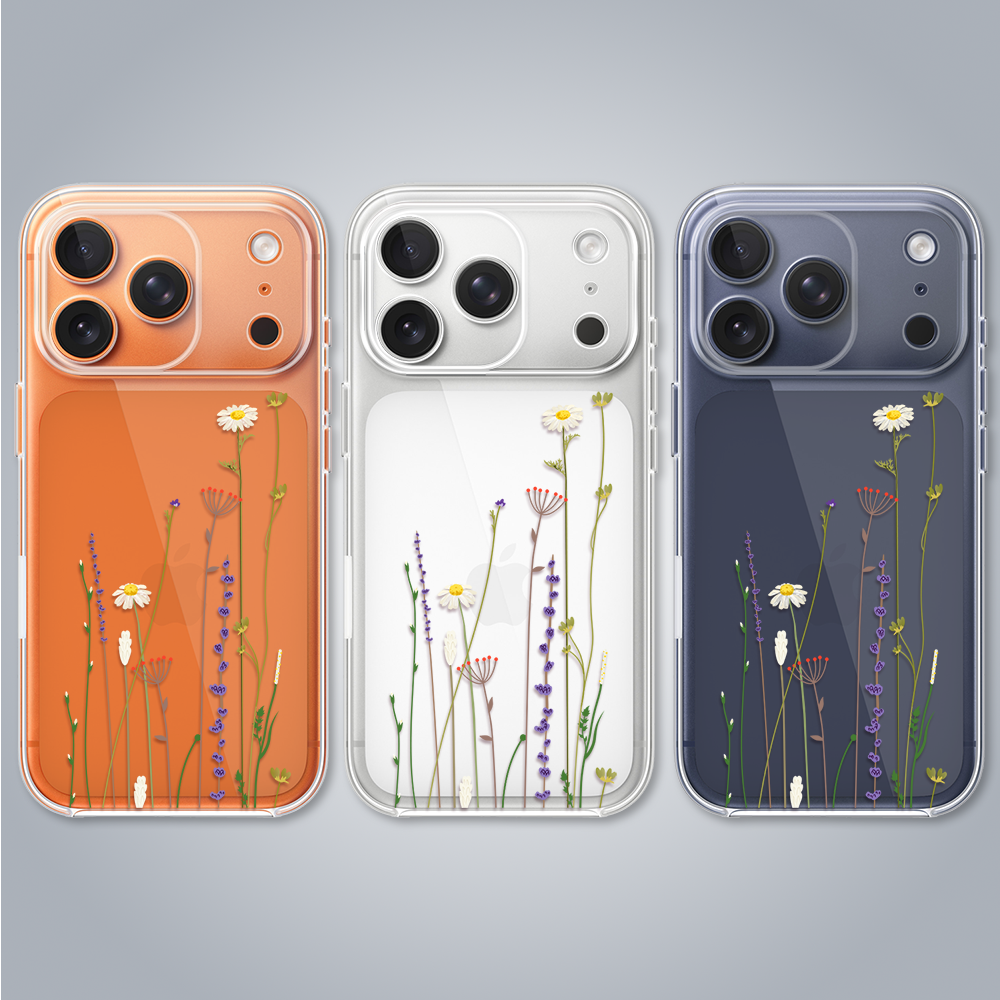 Etui do iPhone 17 Pro, wiosenne kwiaty, przeźroczyste (1)