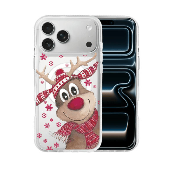 Etui do iPhone 17 Pro z MagSafe, Merry Christmas świąteczny nadruk, renifer, przeźroczyste