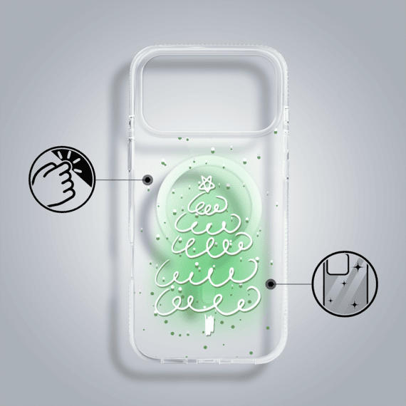 Etui-do-iPhone-17-Pro-z-MagSafe-malowana-choinka-na-zielonym-swietle-przezroczyste-2