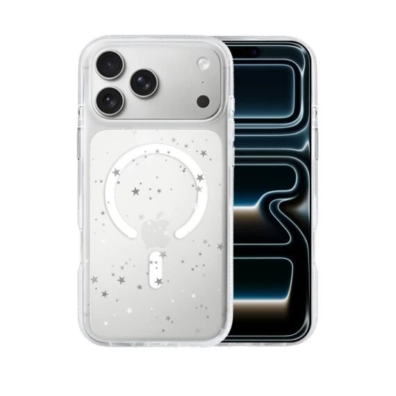 Etui-do-iPhone-17-Pro-z-MagSafe-srebrne-gwiazdki-przezroczyste-1