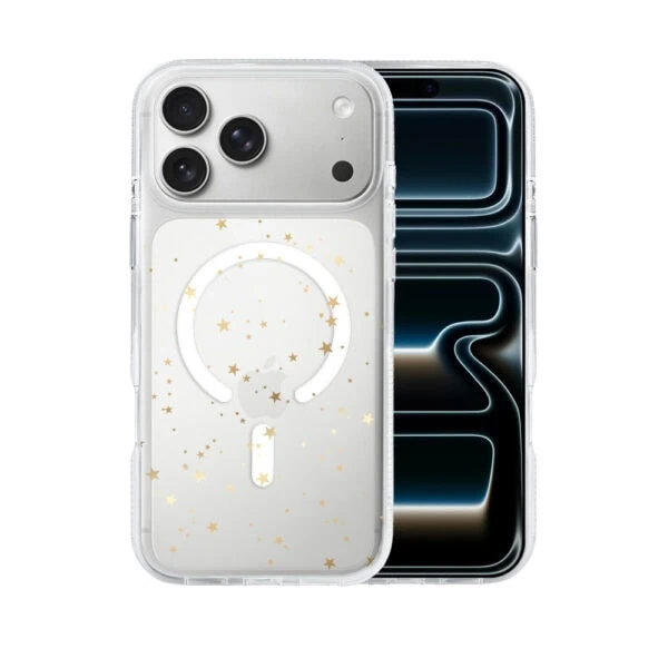 Etui-do-iPhone-17-Pro-z-MagSafe-zlote-gwiazdki-przezroczyste-1