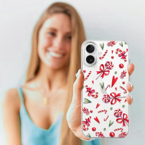 Etui do iPhone 17, cukierki świąteczne, przeźroczyste (5)