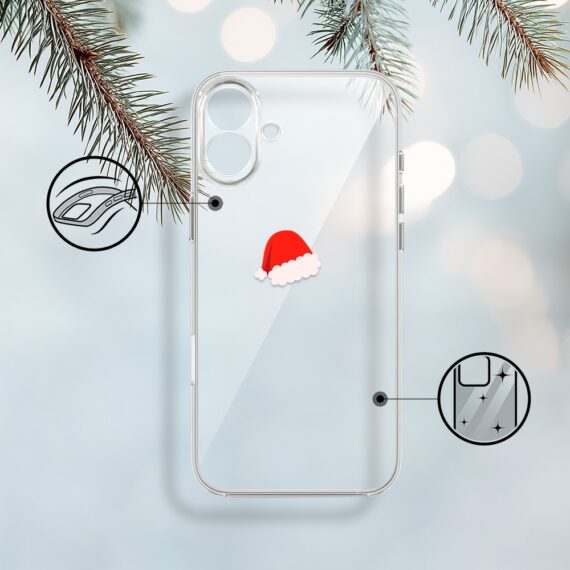 Etui do iPhone 17, czapka Mikołaja, przeźroczyste (2)