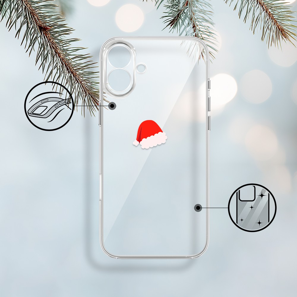 Etui do iPhone 17, czapka Mikołaja, przeźroczyste (2)