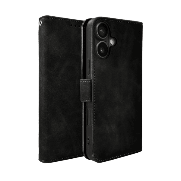 Etui do iPhone 17 książkowe Velvet Touch, aksamitne, typu książka, z klapką, zamykane, czarne