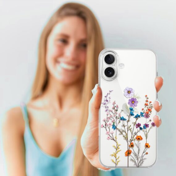 Etui do iPhone 17, kwiaty różnokolorowe, przeźroczyste (2)