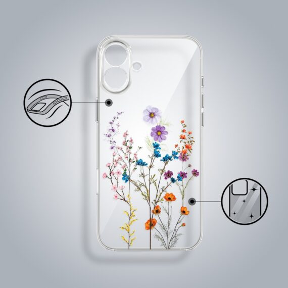 Etui do iPhone 17, kwiaty różnokolorowe, przeźroczyste (4)