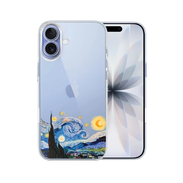 Etui do iPhone 17, obraz Van Gogh, przeźroczyste