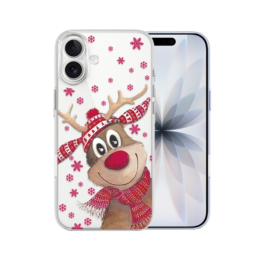 Etui do iPhone 17, Merry Christmas świąteczny nadruk, renifer, przeźroczyste