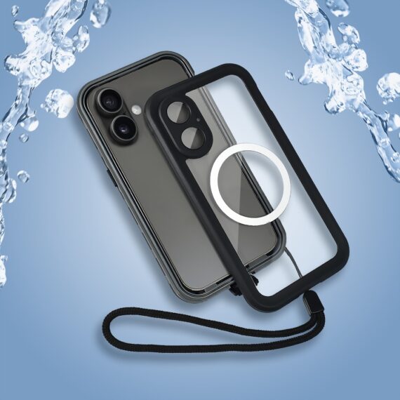 Etui do iPhone 17 wodoodporne z MagSafe, pancerne, przeźroczyste, czarne - poprawione (2)