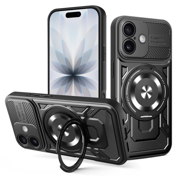 Etui do iPhone 17 wzmocnione, z MagSafe i funkcją podstawki, czarne Obszar kompozycji 1