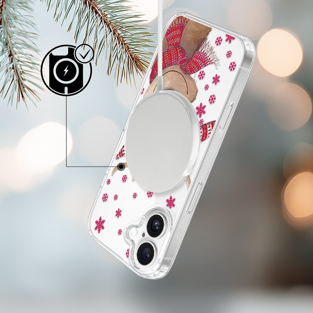 Etui do iPhone 17 z MagSafe, Merry Christmas świąteczny nadruk, renifer, przeźroczyste3