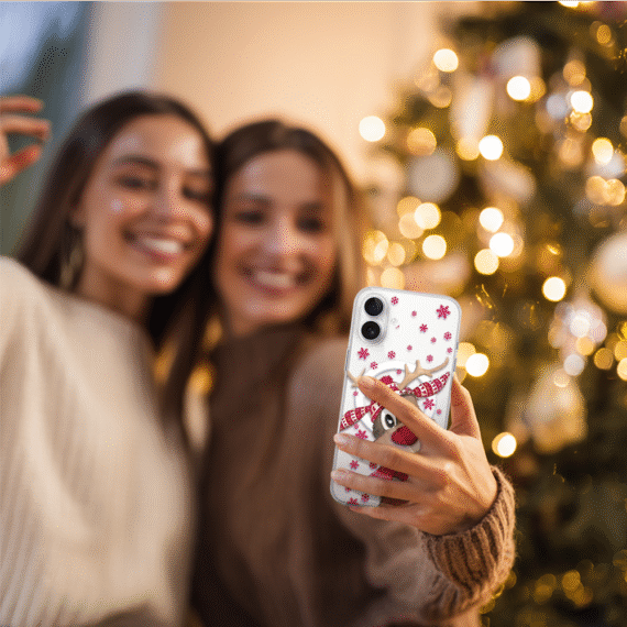 Etui do iPhone 17 z MagSafe, Merry Christmas świąteczny nadruk, renifer, przeźroczyste6