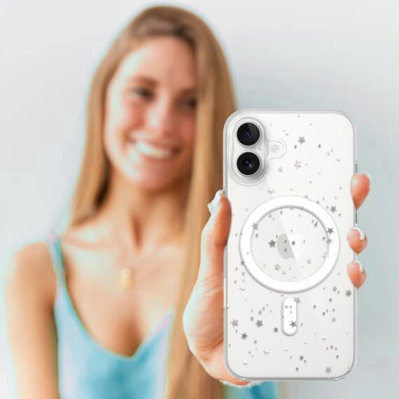 Etui do iPhone 17 z MagSafe, Zimowa Magia, Szampańskie gwiazdki, przeźroczyste 17-4