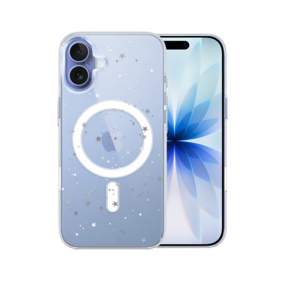 Etui do iPhone 17 z MagSafe, Zimowa Magia, Szampańskie gwiazdki, przeźroczyste 17