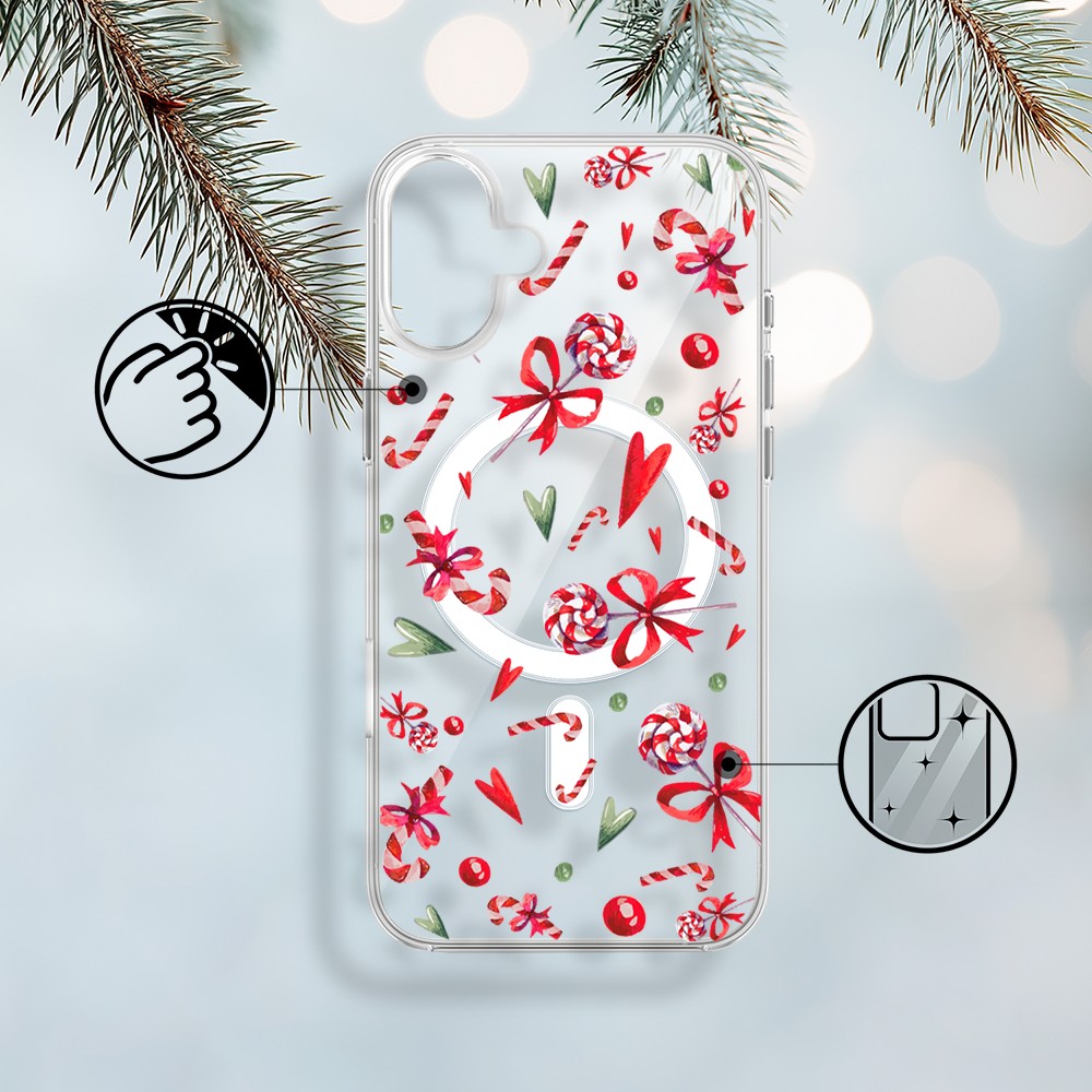 Etui do iPhone 17 z MagSafe, cukierki świąteczne, przeźroczyste1