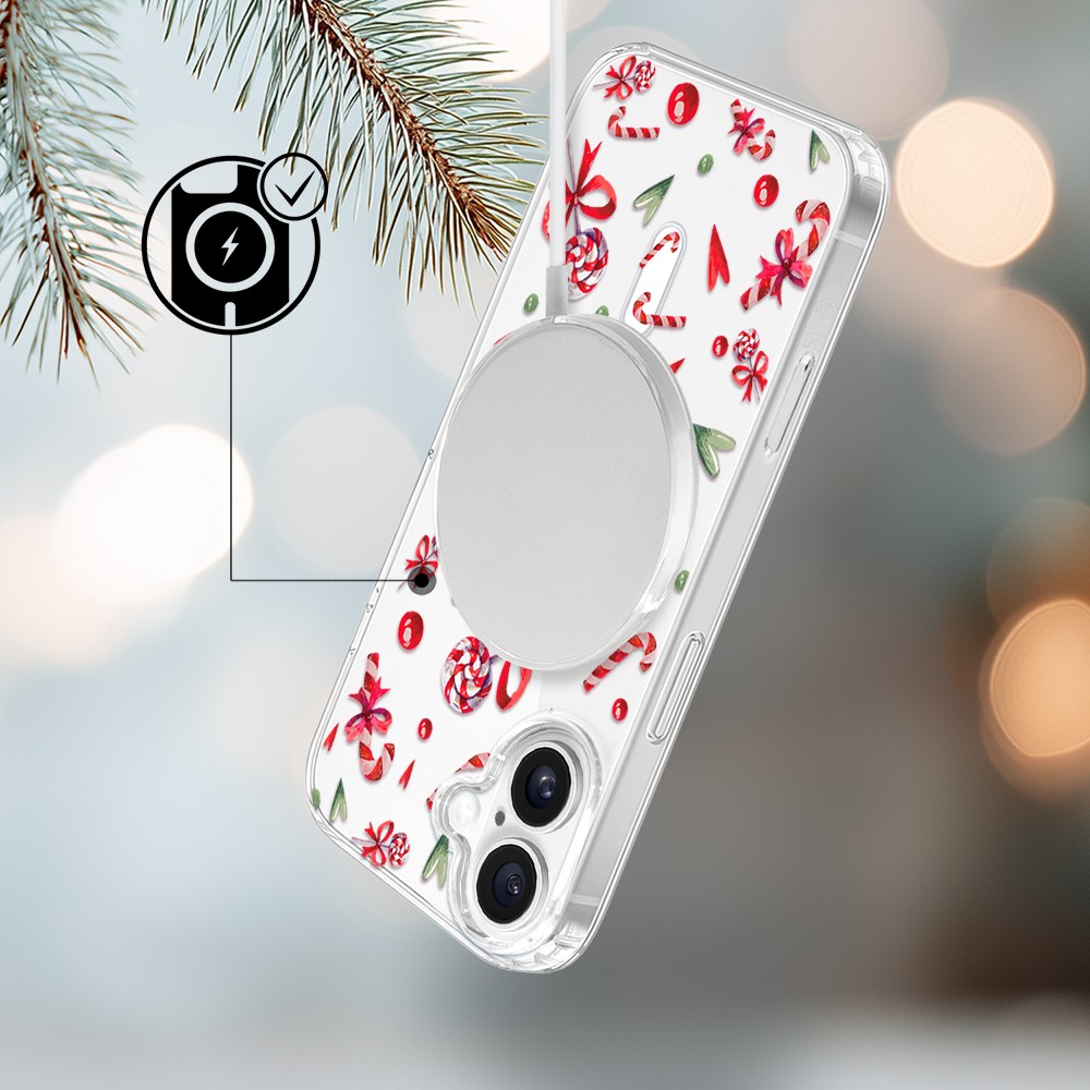 Etui do iPhone 17 z MagSafe, cukierki świąteczne, przeźroczyste3