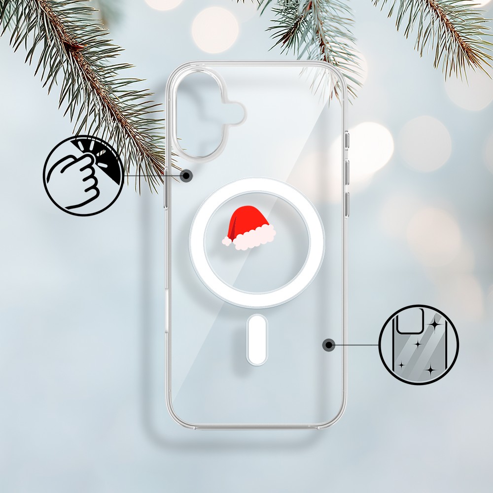 Etui do iPhone 17 z MagSafe, czapka Mikołaja, przeźroczyste1