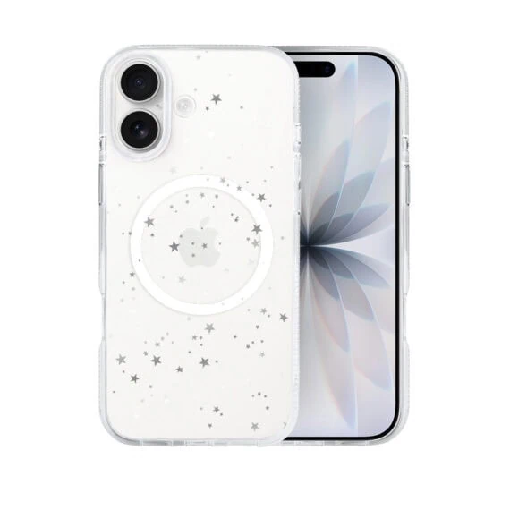 Etui-do-iPhone-17-z-MagSafe-srebrne-gwiazdki-przezroczyste-1