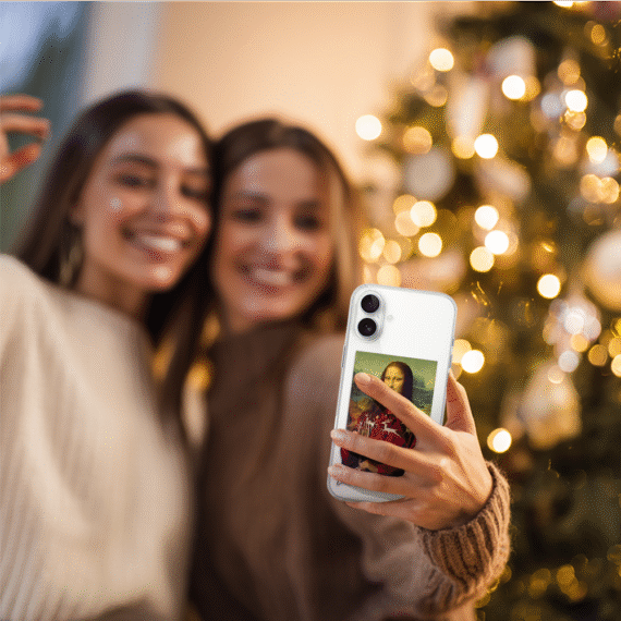 Etui do iPhone 17 z MagSafe, świąteczna Mona Lisa z szampanem, przeźroczyste6