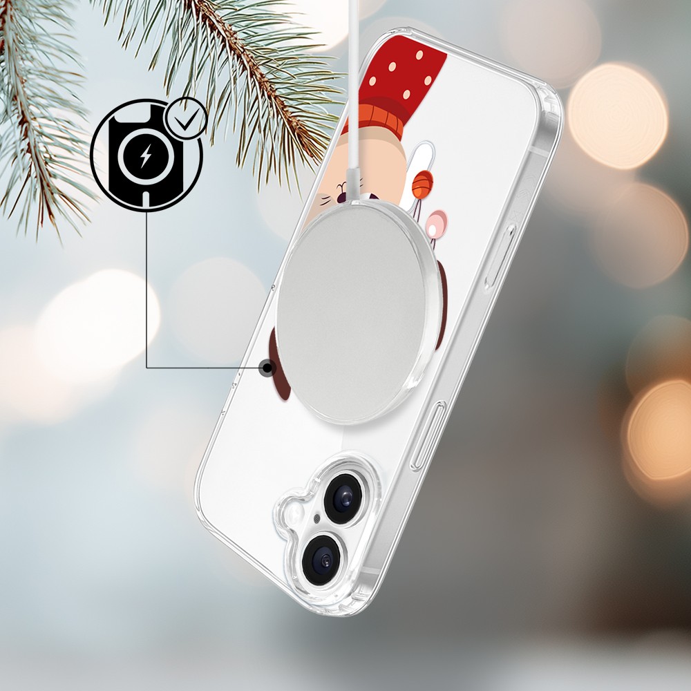 Etui do iPhone 17 z MagSafe, świąteczny kotek przebrany za reniferka, przeźroczyste3