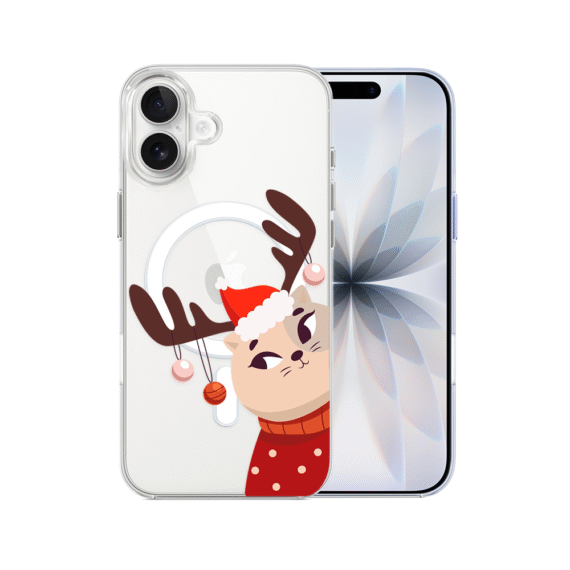 Etui do iPhone 17 z MagSafe, świąteczny kotek przebrany za reniferka, przeźroczyste5