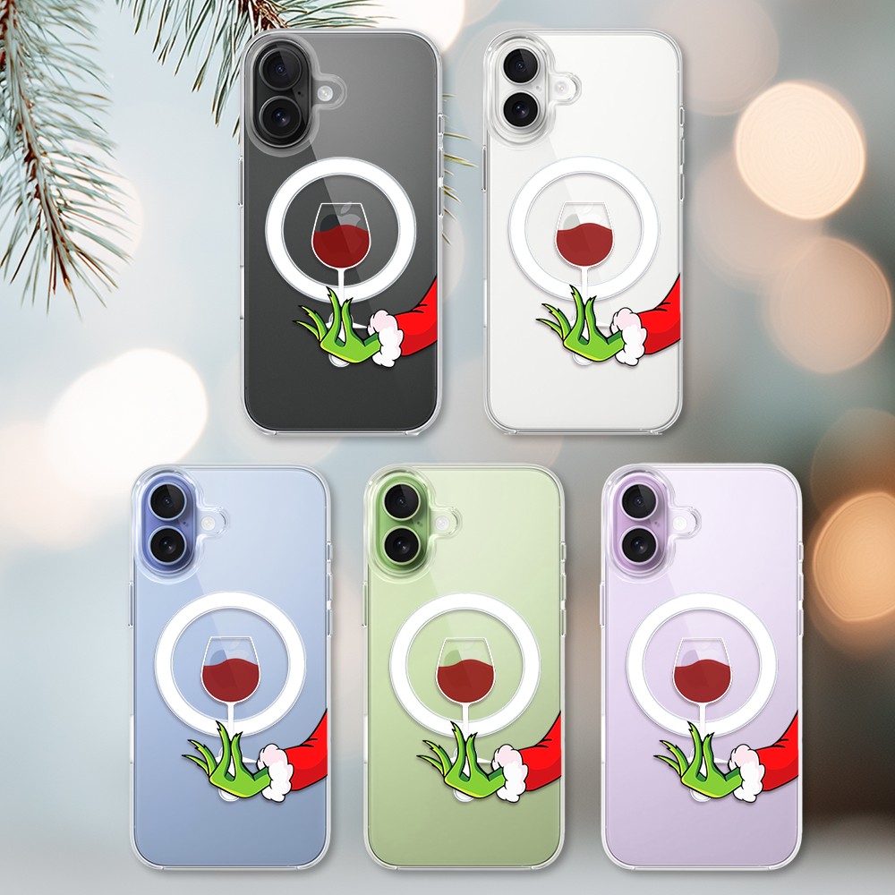 Etui do iPhone 17 z MagSafe, zielony psotnik z lampką wina, przeźroczyste2
