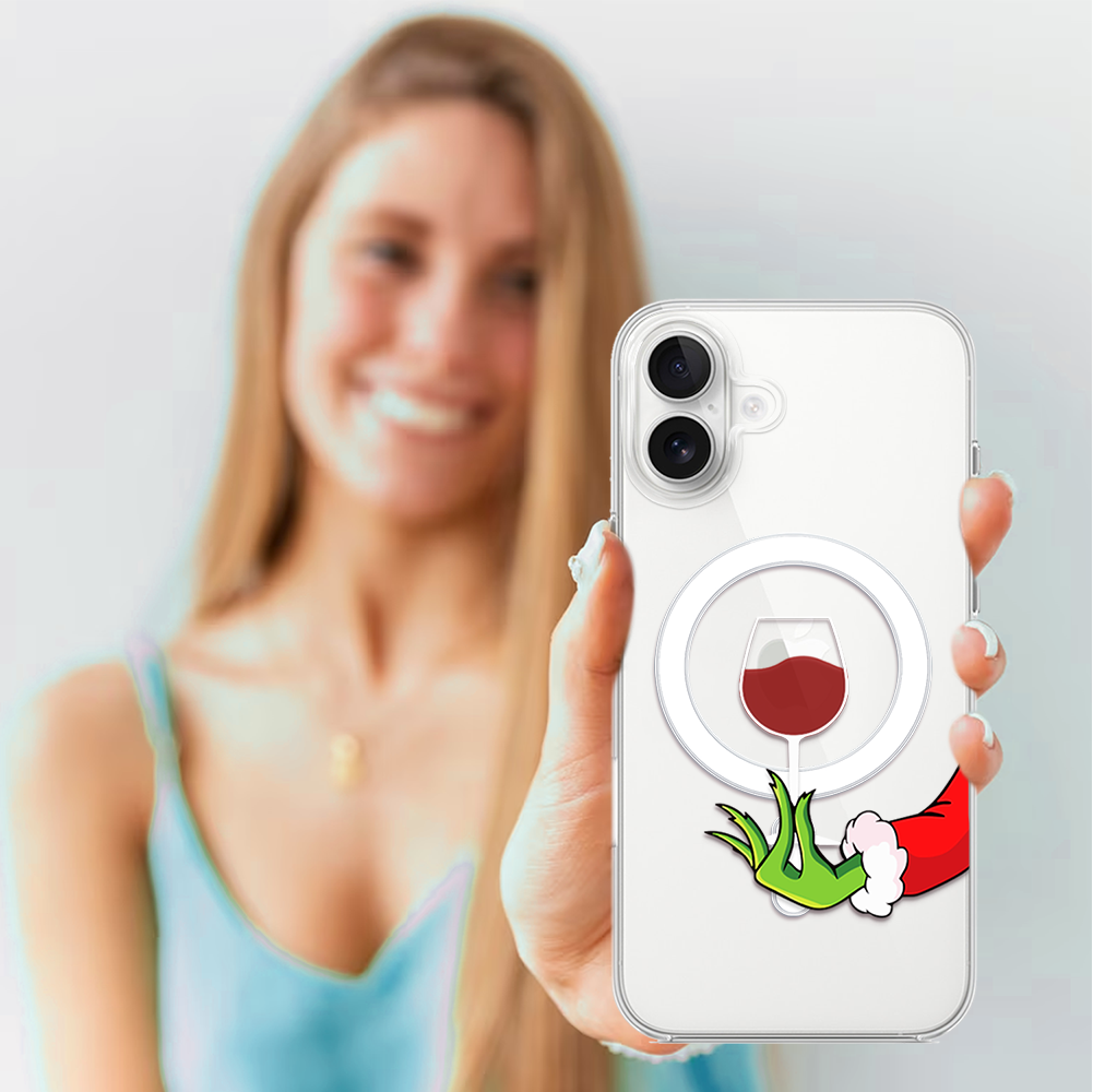 Etui do iPhone 17 z MagSafe, zielony psotnik z lampką wina, przeźroczyste4