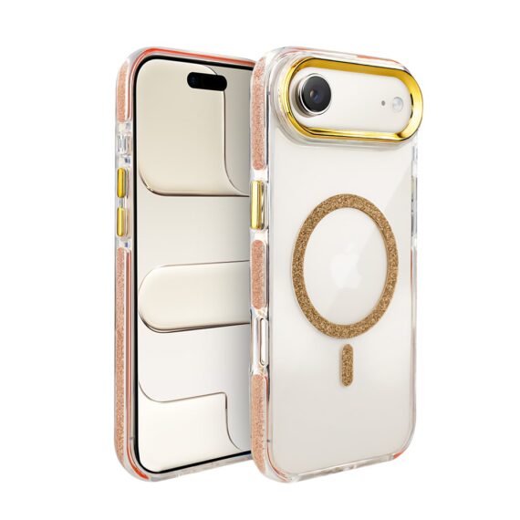 Etui do iPhone Air Glitter Shine, przeźroczyste, brokatowe z MagSafe, złote (1)