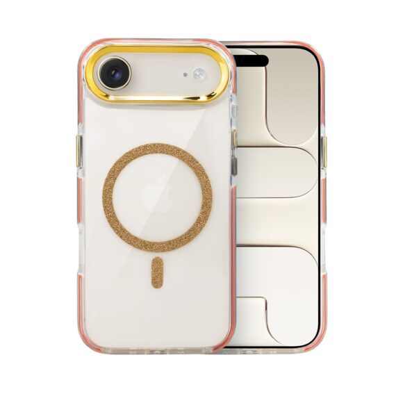 Etui do iPhone Air Glitter Shine, przeźroczyste, brokatowe z MagSafe, złote (2)