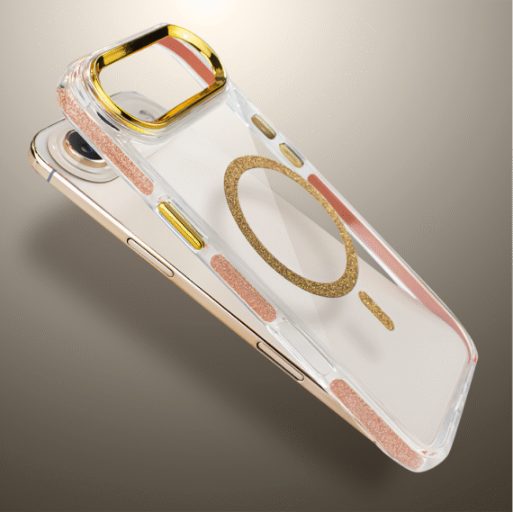 Etui do iPhone Air Glitter Shine, przeźroczyste, brokatowe z MagSafe, złote (9)
