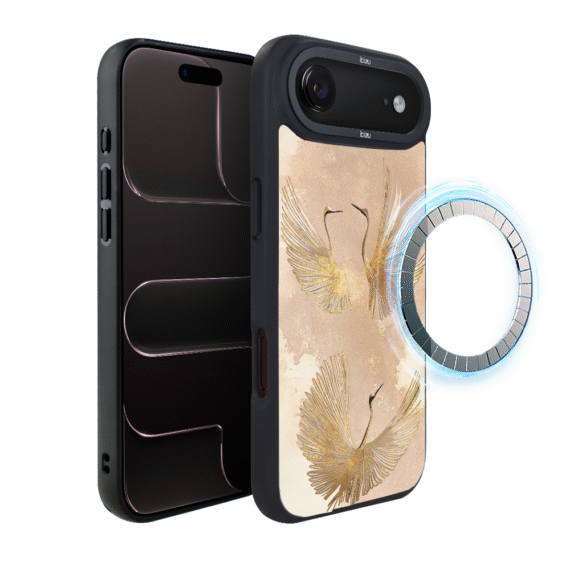 Etui do iPhone Air IBIZU DropGuard Matt z MagSafe, Boho, Złote żurawie1