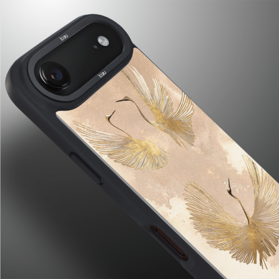 Etui do iPhone Air IBIZU DropGuard Matt z MagSafe, Boho, Złote żurawie4