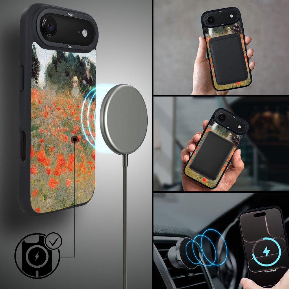 Etui do iPhone Air IBIZU DropGuard Matt z MagSafe, Claude Monet, pole maków4