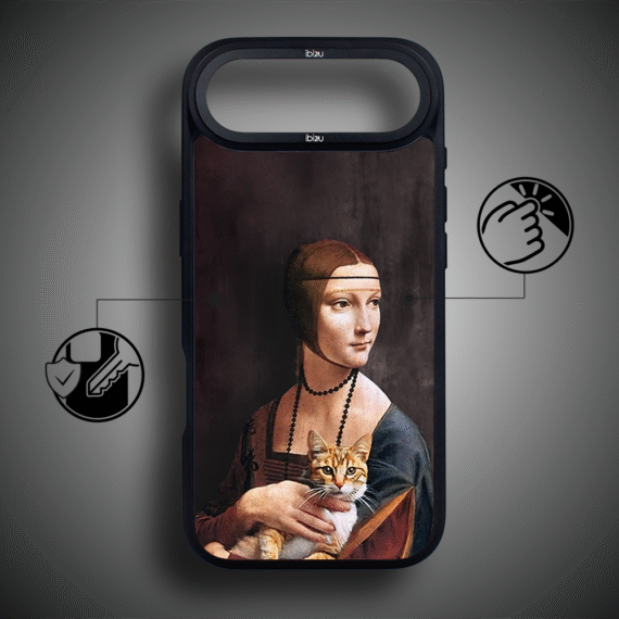 Etui do iPhone Air IBIZU DropGuard Matt z MagSafe, Leonardo Da Vinci, dama z kotem5