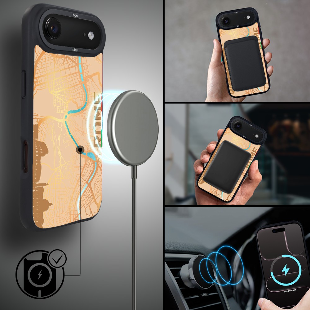 Etui do iPhone Air IBIZU DropGuard Matt z MagSafe, Mapy Świata, Rome5