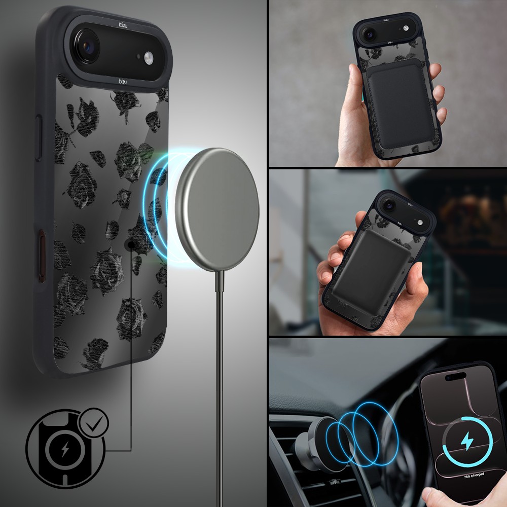 Etui do iPhone Air IBIZU DropGuard Matt z MagSafe, Midnight, Cienie liści4