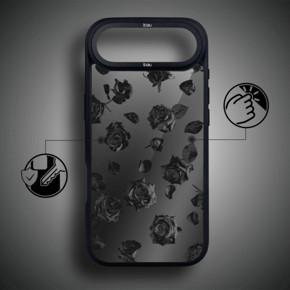 Etui do iPhone Air IBIZU DropGuard Matt z MagSafe, Midnight, Cienie liści5