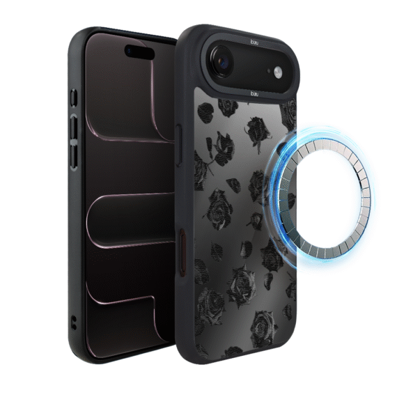 Etui do iPhone Air IBIZU DropGuard Matt z MagSafe, Midnight, Cienie liści6