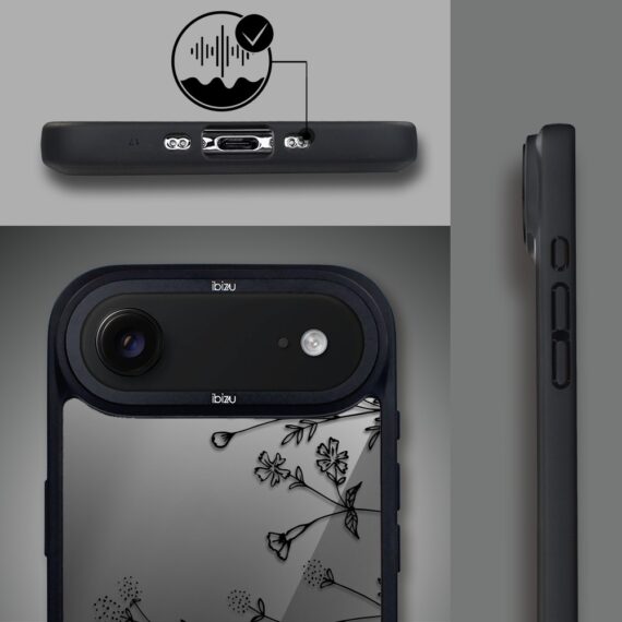 Etui do iPhone Air IBIZU DropGuard Matt z MagSafe, Midnight, Dotyk kwiatów1