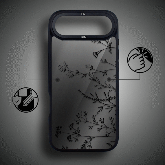 Etui do iPhone Air IBIZU DropGuard Matt z MagSafe, Midnight, Dotyk kwiatów5